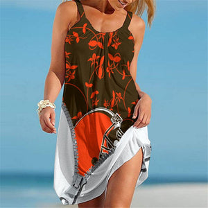 15% SALE OFF Cleveland Browns Sleeveless Floral Dress For Summer