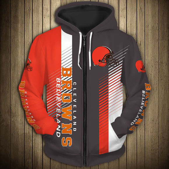 11% OFF Cleveland Browns Zipper Hoodie Stripe - Limited Time Offer