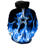 Dallas Cowboys Hoodies Blue Flames Footballfan365