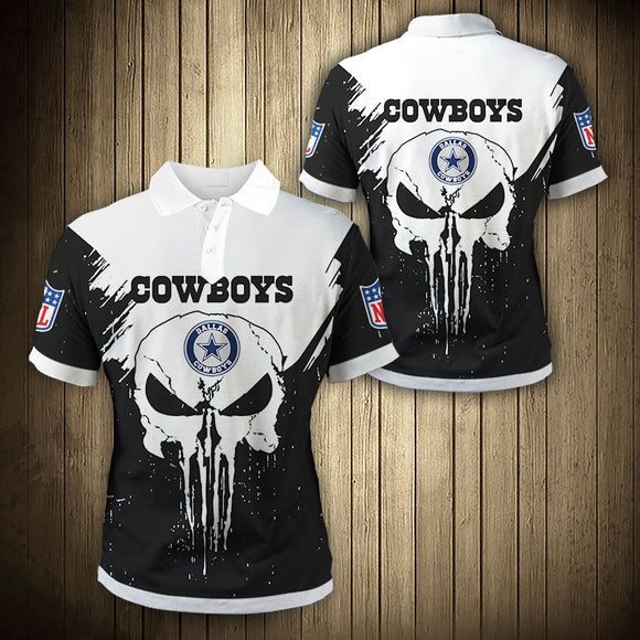 Dallas Cowboys Polo Shirt Mens Punisher Skull Footballfan365