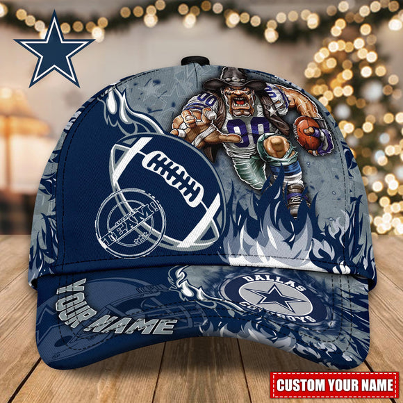 Hot Selling Dallas Cowboys Adjustable Hat Mascot & Flame - Custom Name
