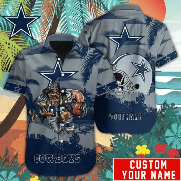 14% OFF Mascot Dallas Cowboys Hawaiian Shirt Custom Name For Men