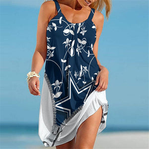 15% SALE OFF Dallas Cowboys Sleeveless Floral Dress For Summer
