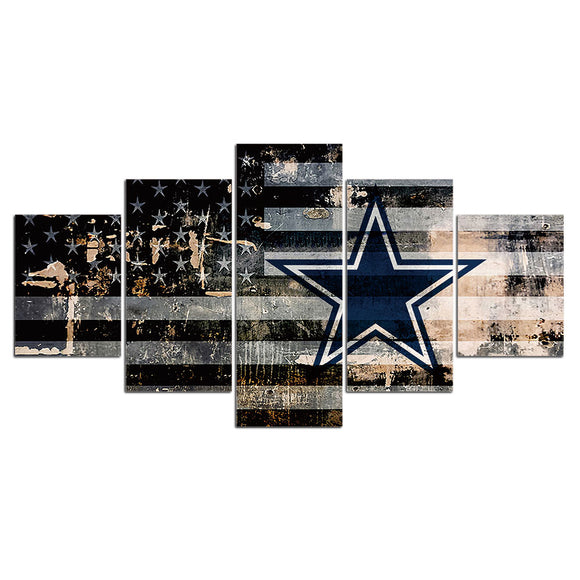 30 % OFF Dallas Cowboys Wall Art American Flag Canvas Print