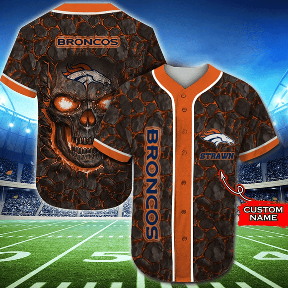 20% OFF Denver Broncos Baseball Jersey Skull Rock Custom Name