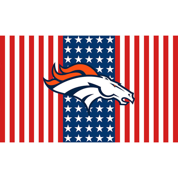 25% OFF Denver Broncos Flag 3x5 With Star and Stripes White & Red