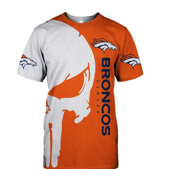 15% OFF Men's Denver Broncos T Shirt Punisher Skull