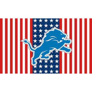 25% OFF Detroit Lions Flag 3x5 With Star and Stripes White & Red