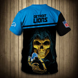 Detroit Lions T-shirt Skull On Back