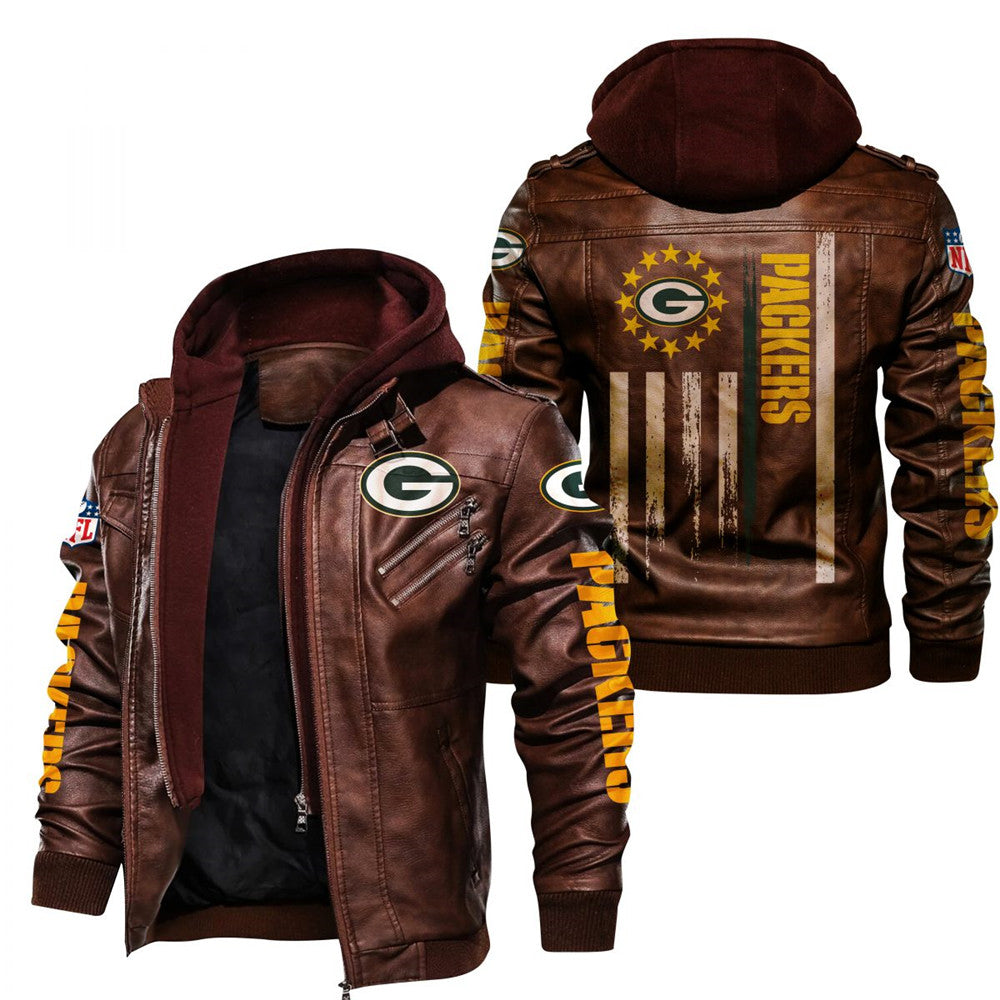 Sold at Auction: GREEN BAY PACKERS FAUX LEATHER JACKET