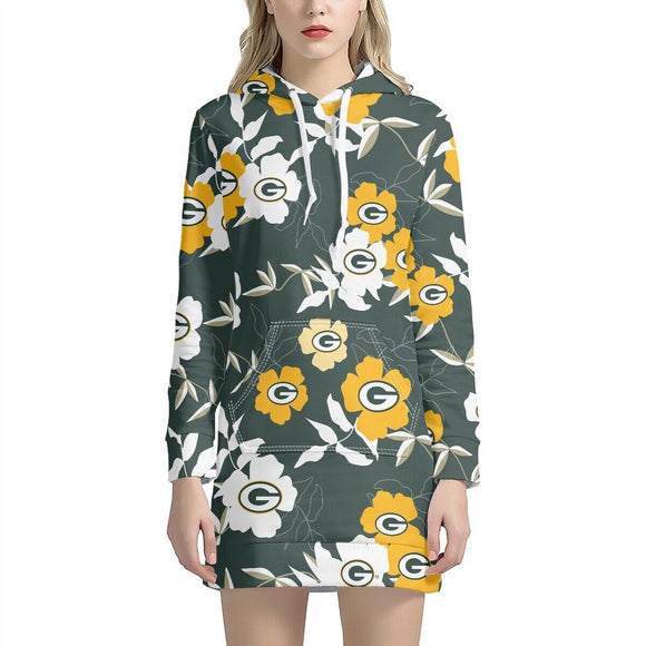 15% OFF Best Green Bay Packers Floral Hoodie Dress Cheap