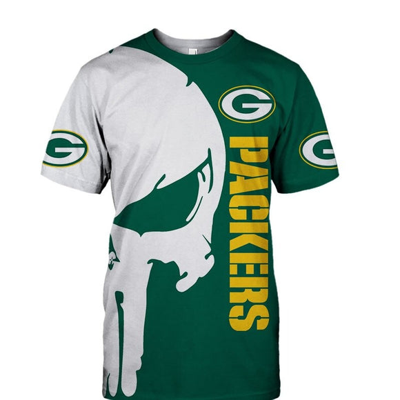15% OFF Men's Green Bay Packers T Shirt Punisher Skull
