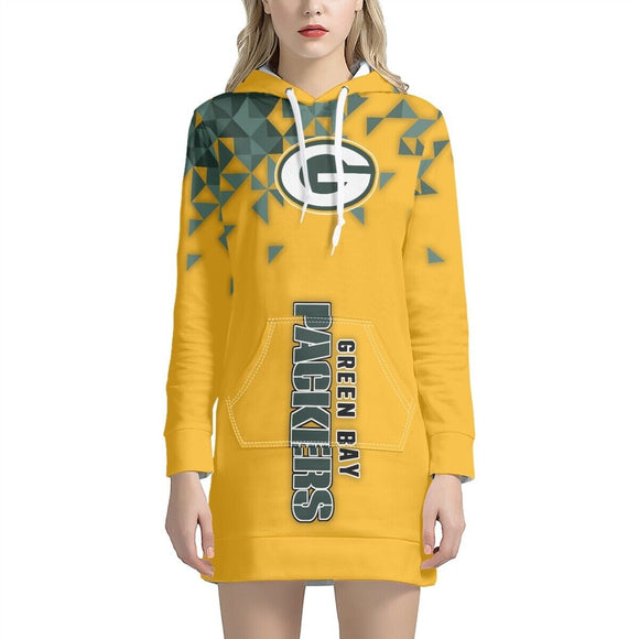 15% SALE OFF Women's Green Bay Packers Triangle Hoodie Dress