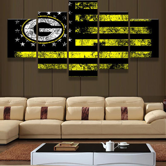 30 % OFF Green Bay Packers Wall Art American Flag Canvas Print