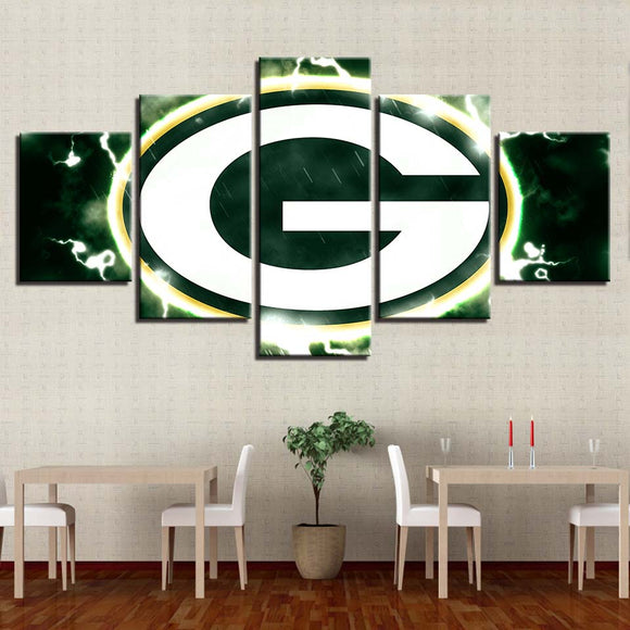 Green Bay Packers Wall Art Lightning Canvas Print