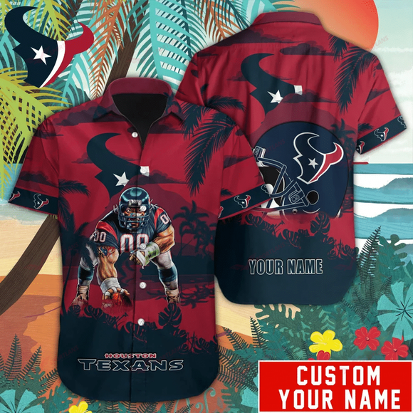 14% OFF Mascot Houston Texans Hawaiian Shirt Custom Name For Men