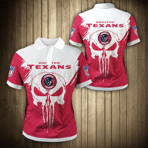 20% OFF Houston Texans Polo Shirt Mens Punisher Skull