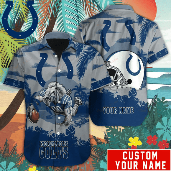 14% OFF Mascot Indianapolis Colts Hawaiian Shirt Custom Name For Men