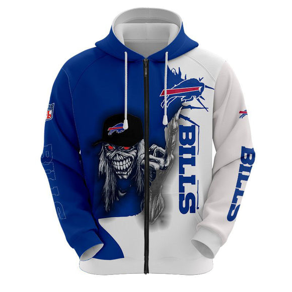 10% OFF Iron Maiden Buffalo Bills Zip Up Hoodie - Limited Time Sale
