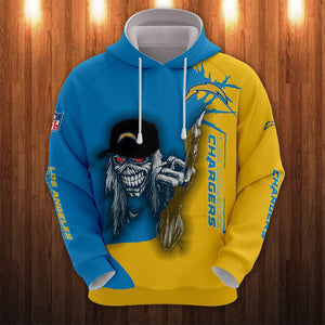 20% OFF Iron Maiden Los Angeles Chargers Zip Up Hoodie - Limited Time Sale