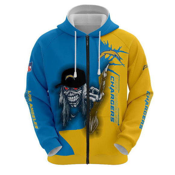 20% OFF Iron Maiden Los Angeles Chargers Zip Up Hoodie - Limited Time Sale