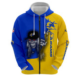 20% OFF Iron Maiden Los Angeles Rams Zip Up Hoodie - Limited Time Sale