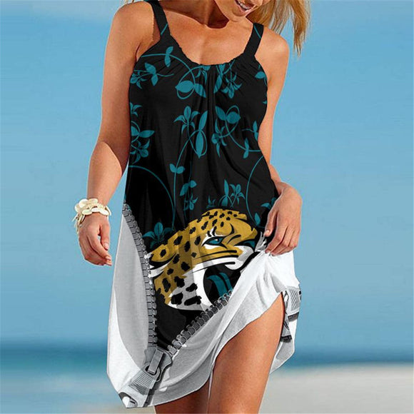 15% SALE OFF Jacksonville Jaguars Sleeveless Floral Dress For Summer