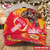Hot Selling Kansas City Chiefs Adjustable Hat Mascot & Flame - Custom Name