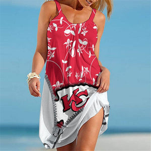 15% SALE OFF Kansas City Chiefs Sleeveless Floral Dress For Summer