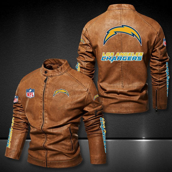 30% OFF Los Angeles Chargers Faux Leather Varsity Jacket - Hurry! Offer ends soon