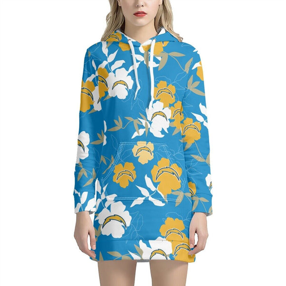15% OFF Best Los Angeles Chargers Floral Hoodie Dress Cheap