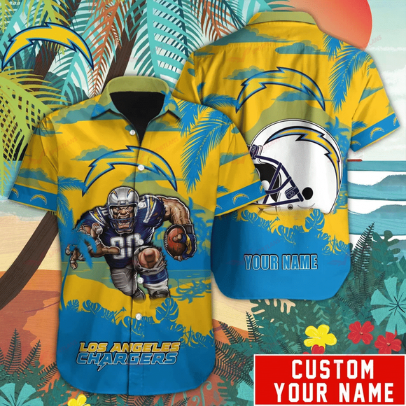 14% OFF Mascot Los Angeles Chargers Hawaiian Shirt Custom Name For Men