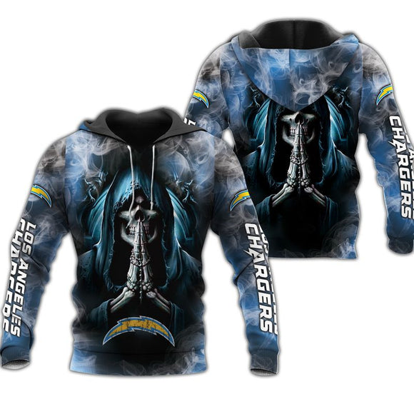Up To 20% OFF Best Los Angeles Chargers Skull Hoodies For Men Women