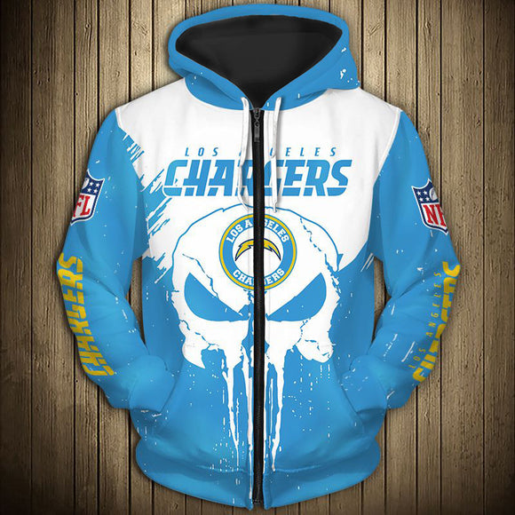 20% OFF Men’s Black Los Angeles Chargers Hoodies Punisher Skull On Sale