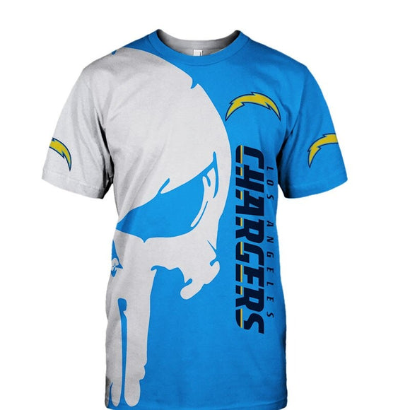 15% OFF Men's Los Angeles Chargers T Shirt Punisher Skull
