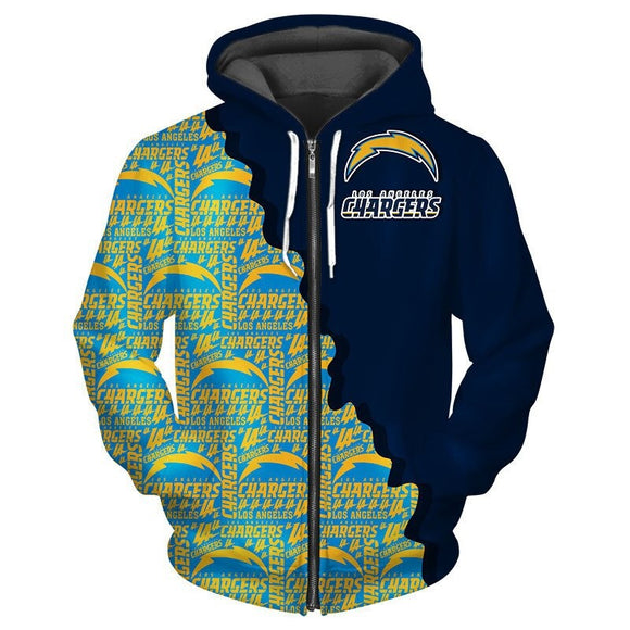 Up To 20% OFF Best Los Angeles Chargers Zipper Hoodies Repeat Logo
