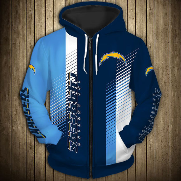 11% OFF Los Angeles Chargers Zipper Hoodie Stripe - Limited Time Offer