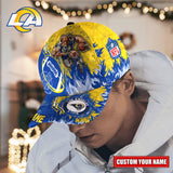 Hot Selling Los Angeles Rams Adjustable Hat Mascot & Flame - Custom Name