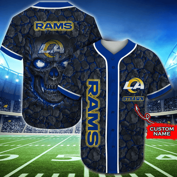 20% OFF Los Angeles Rams Baseball Jersey Skull Rock Custom Name
