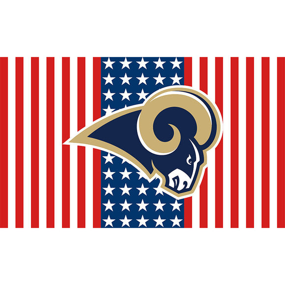 25% OFF Los Angeles Rams Flag 3x5 With Star and Stripes White & Red