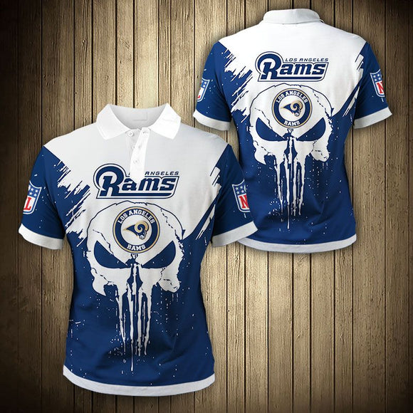 20% OFF Los Angeles Rams Polo Shirt Mens Punisher Skull