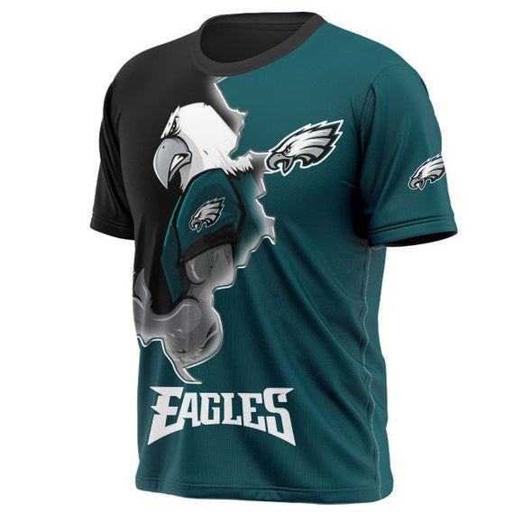 Men’s Black & Green Philadelphia Eagles T Shirt Mascot Footballfan365