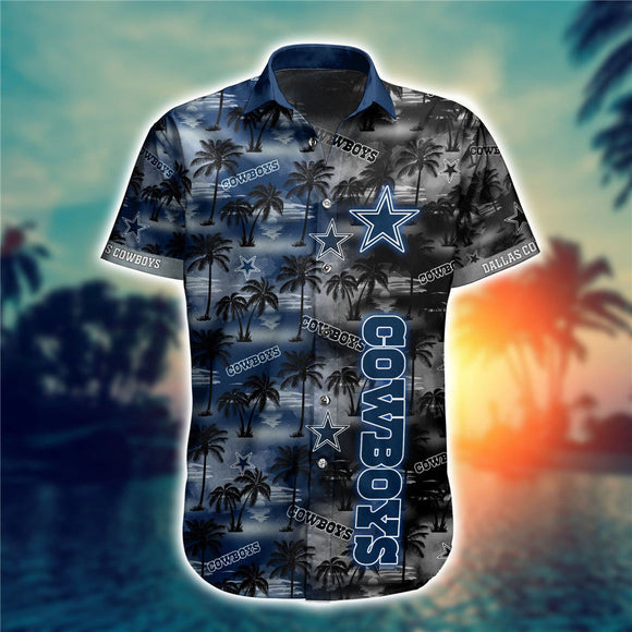 Men's Dallas Cowboys Hawaiian Shirt Palm Tree Footballfan365