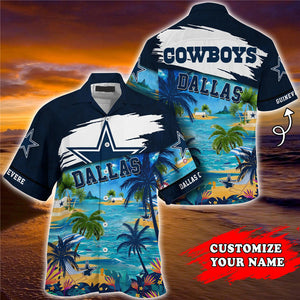Men's Dallas Cowboys Hawaiian Shirt Paradise Floral Footballfan365