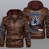Men's Dallas Cowboys Leather Jacket Gloves Back Footballfan365