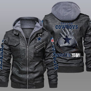 Men's Dallas Cowboys Leather Jacket Gloves Back Footballfan365
