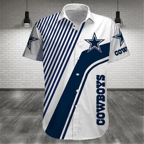 Men's Dallas Cowboys Shirt Stripes Short Sleeve Footballfan365