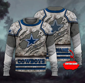 Men’s Dallas Cowboys Sweatshirt Warrior Custom Name Footballfan365