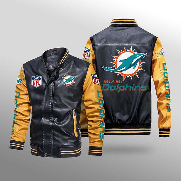 Men's Miami Dolphins Leather Jacket Limited Edition Footballfan365