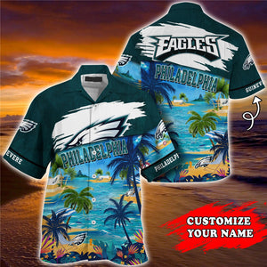Men's Philadelphia Eagles Hawaiian Shirt Paradise Floral Footballfan365
